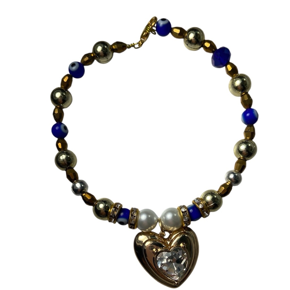 Handmade Turkish Eye Bracelet with Heart Cha